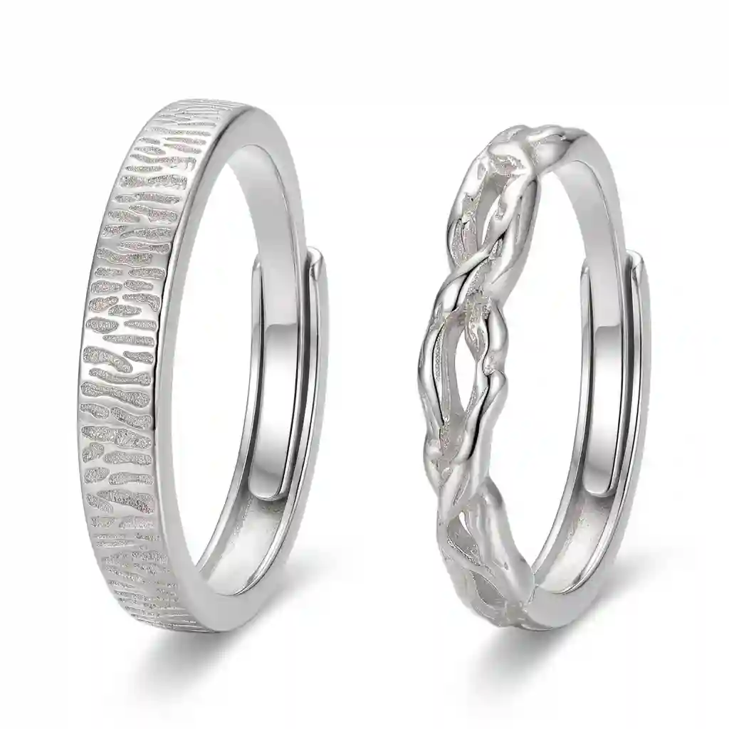 Fingerprint Couple Rings – Pure Silver Vintage Adjustable Band