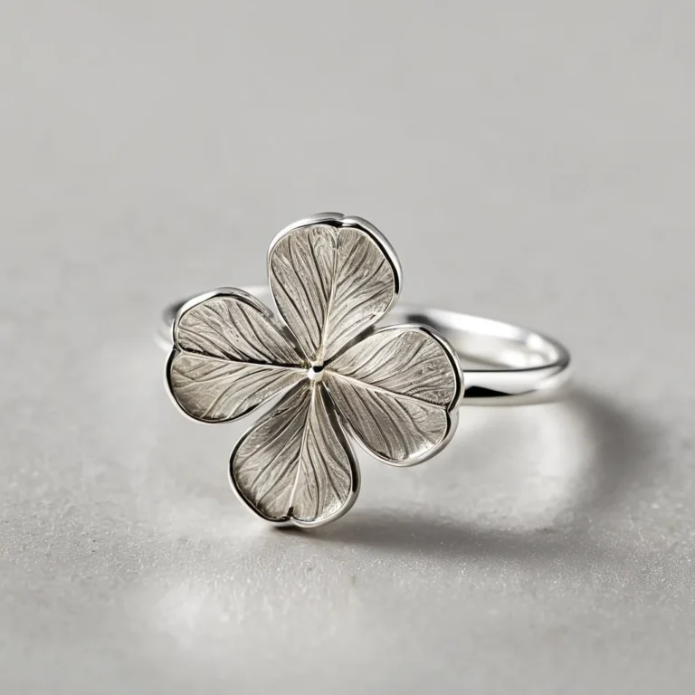 Four leaf clover ring sterling silver macro hero