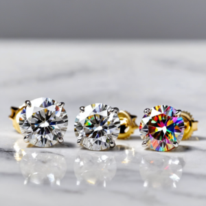 Moissanite and diamond side by side comparison for engagement rings
