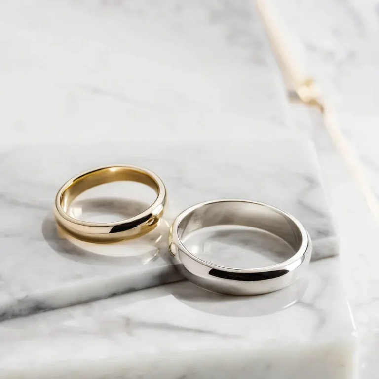 Sterling silver vs silver-plated ring comparison showing the 925 hallmark and plating wear