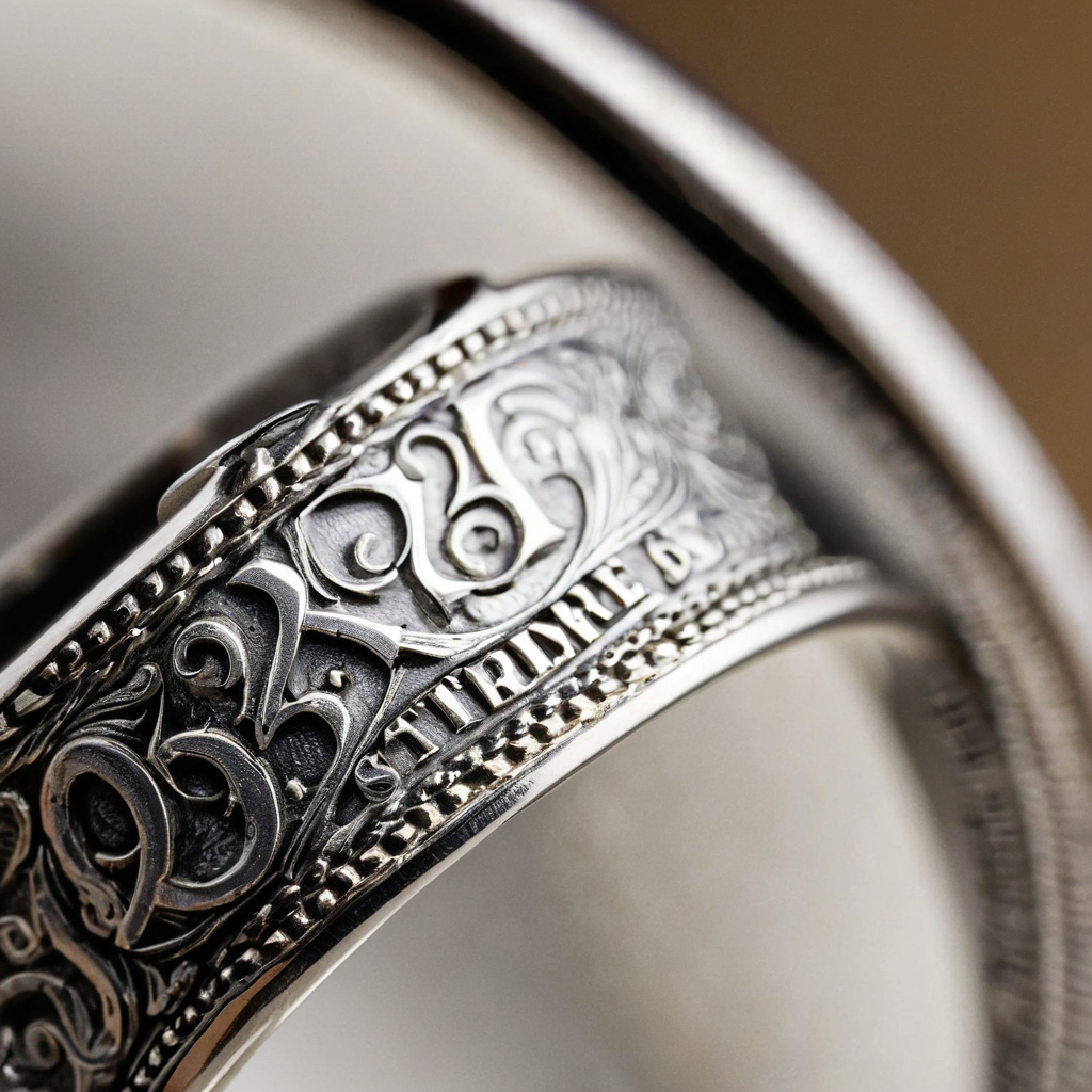 925 sterling silver hallmark stamped inside ring band viewed through 10x jeweler loupe