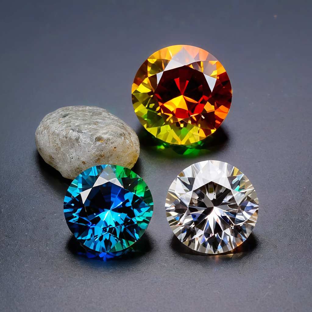 Moissanite rainbow fire dispersion vs diamond white brilliance, light performance comparison