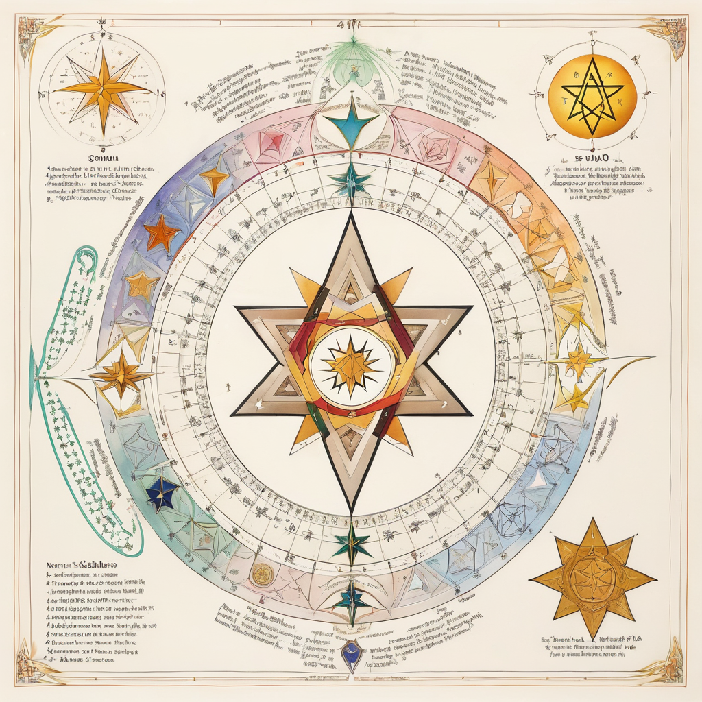 Star shapes and meanings comparison chart: 4, 5, 6, 7 and 8 pointed stars