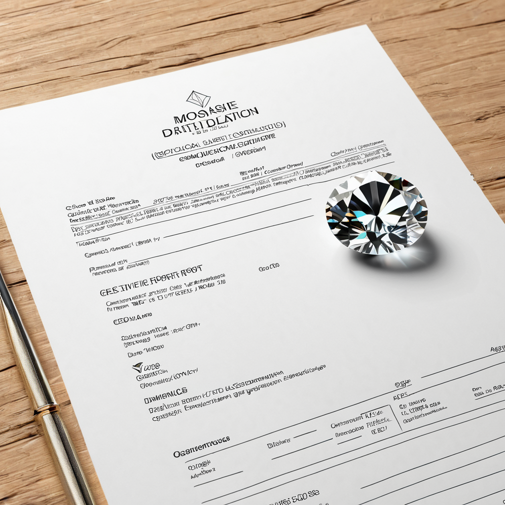 GRA certified moissanite certificate document, D-color VVS1 excellent cut