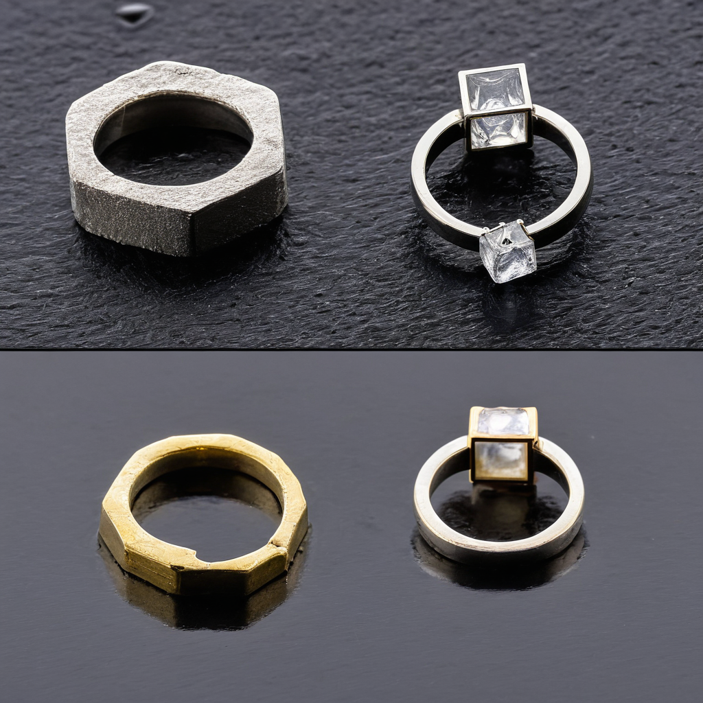 Ice melt test on sterling silver vs plated brass showing thermal conductivity difference