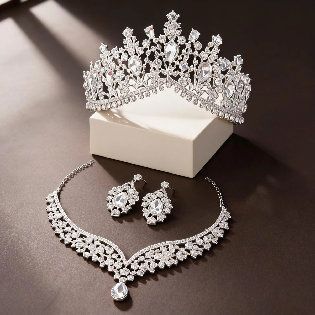 Baroque bridal jewelry set design story editorial image