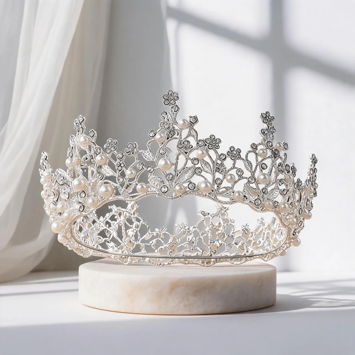Baroque round bridal crown design story editorial image
