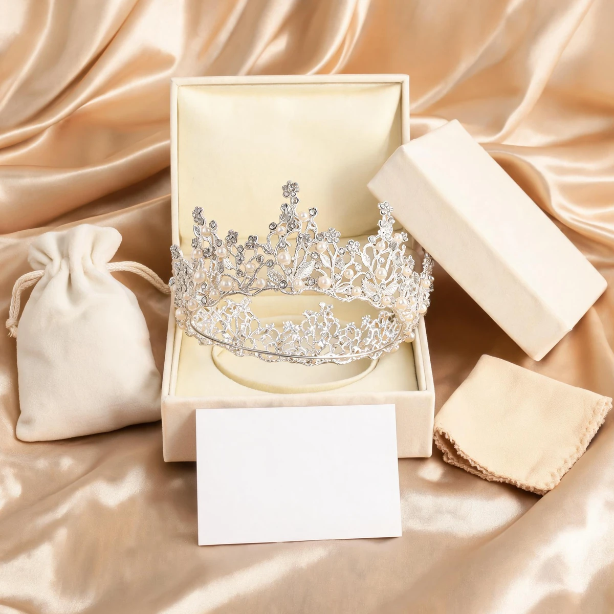 round Baroque bridal crown complete gift packaging set