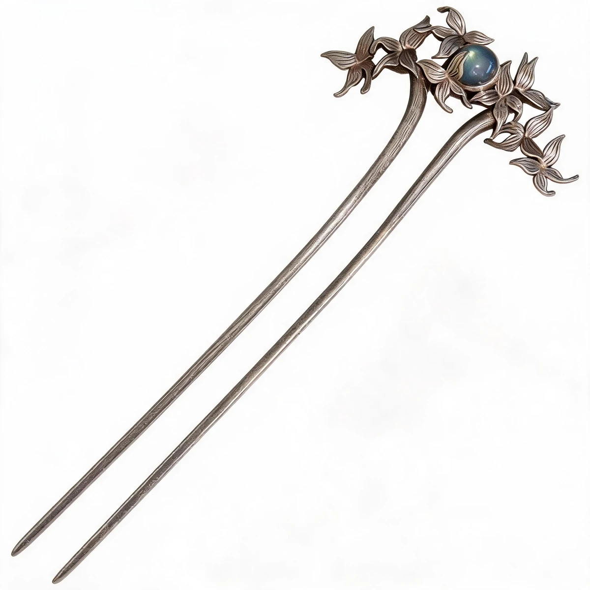 Butterfly Moonstone Hairpin - Antique Silver-Tone Hair Stick