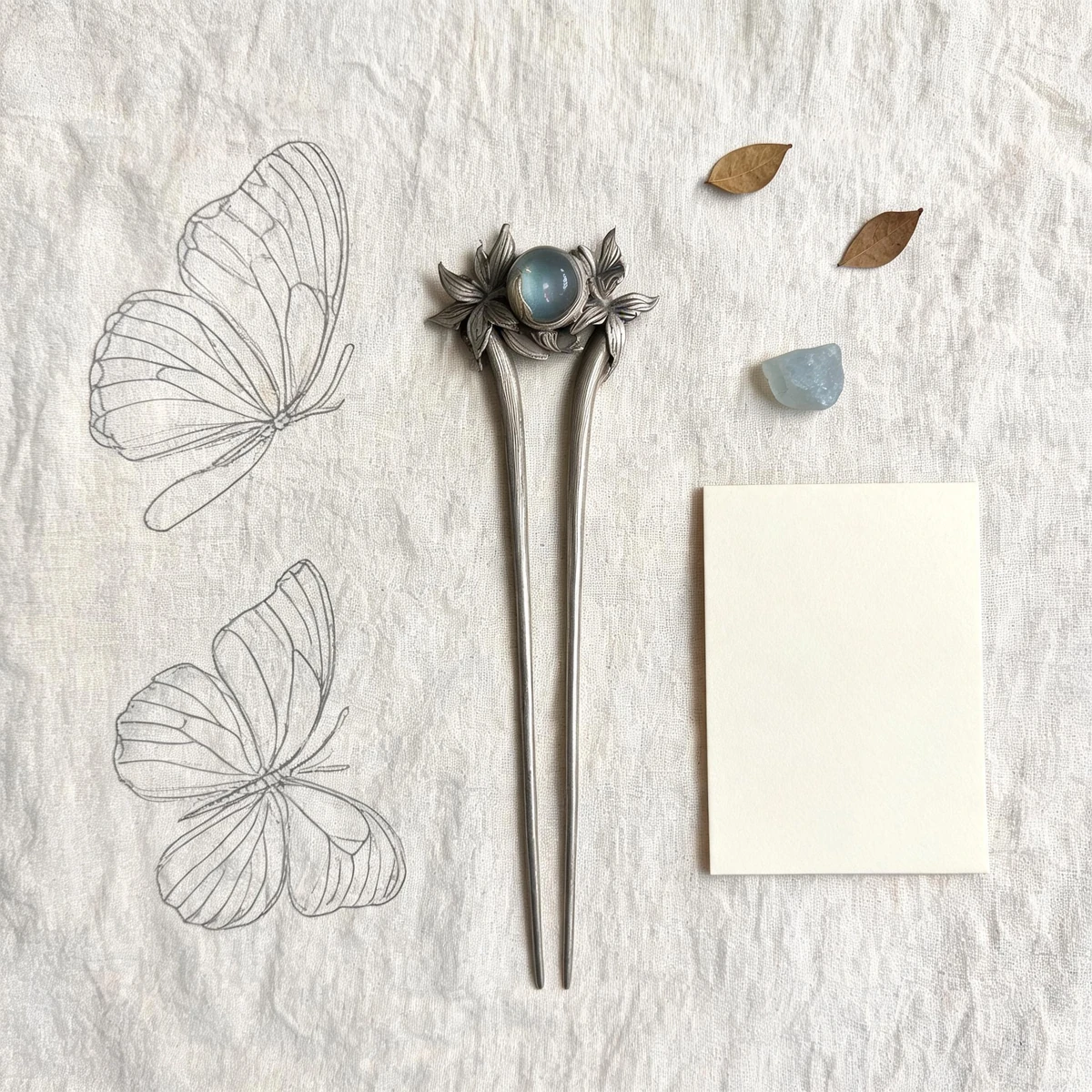 butterfly moonstone hairpin design story for vintage updo styling