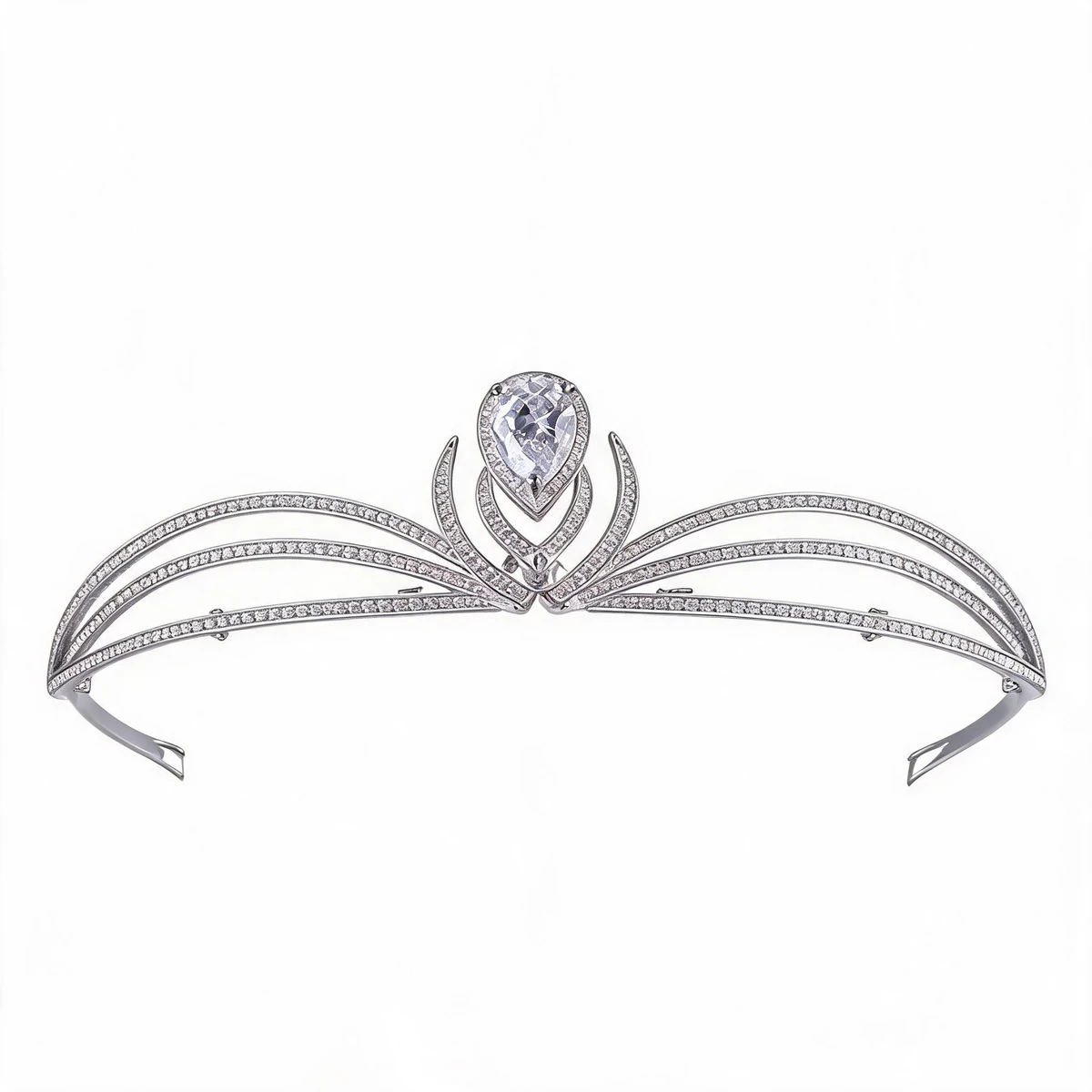 Korean Princess Crystal Crown Tiara - Bridal Hair Accessory