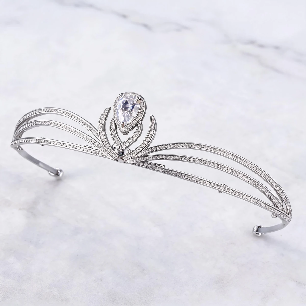 clear zircon and white crystal on Korean princess crown tiara