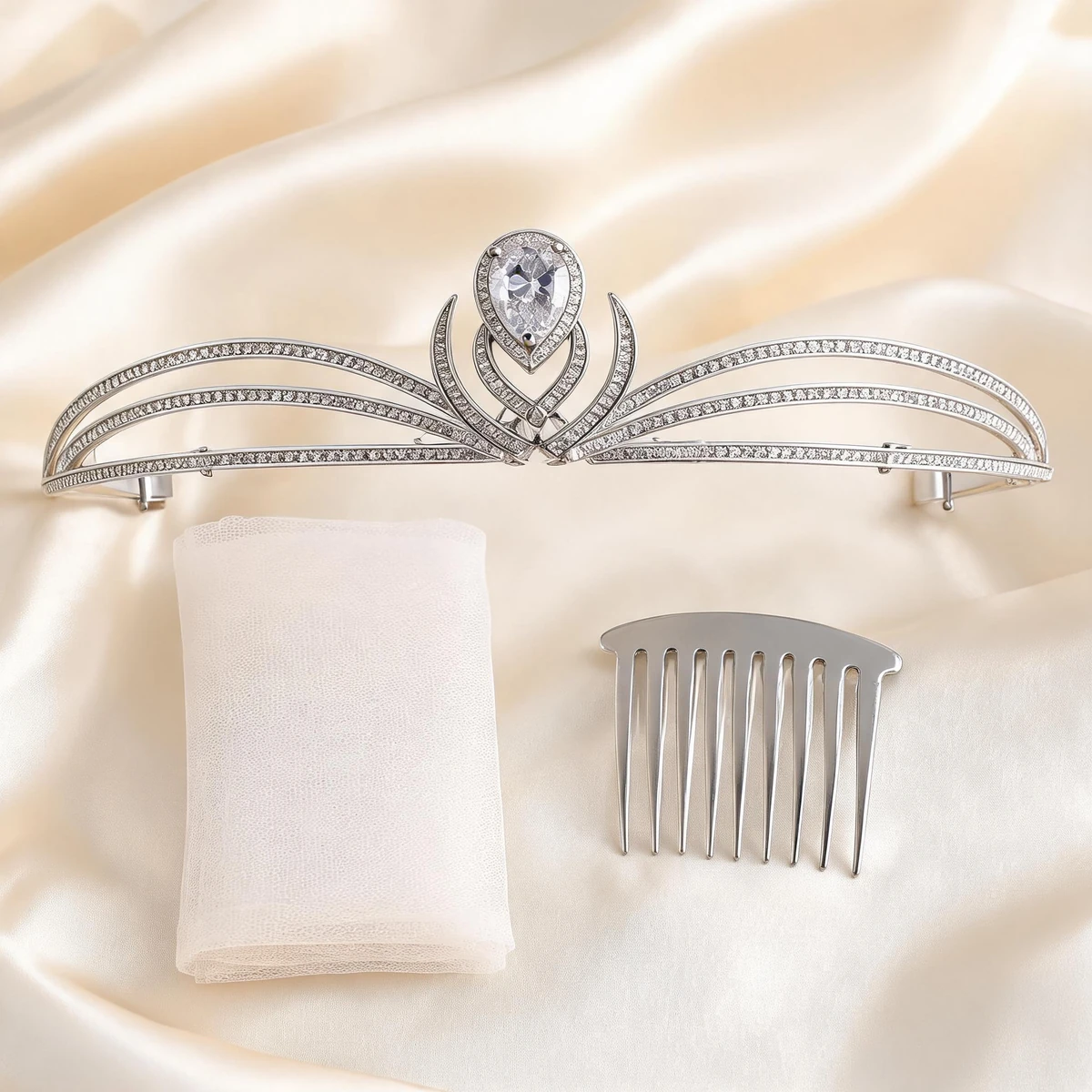 Korean princess crown tiara bridal styling flat lay
