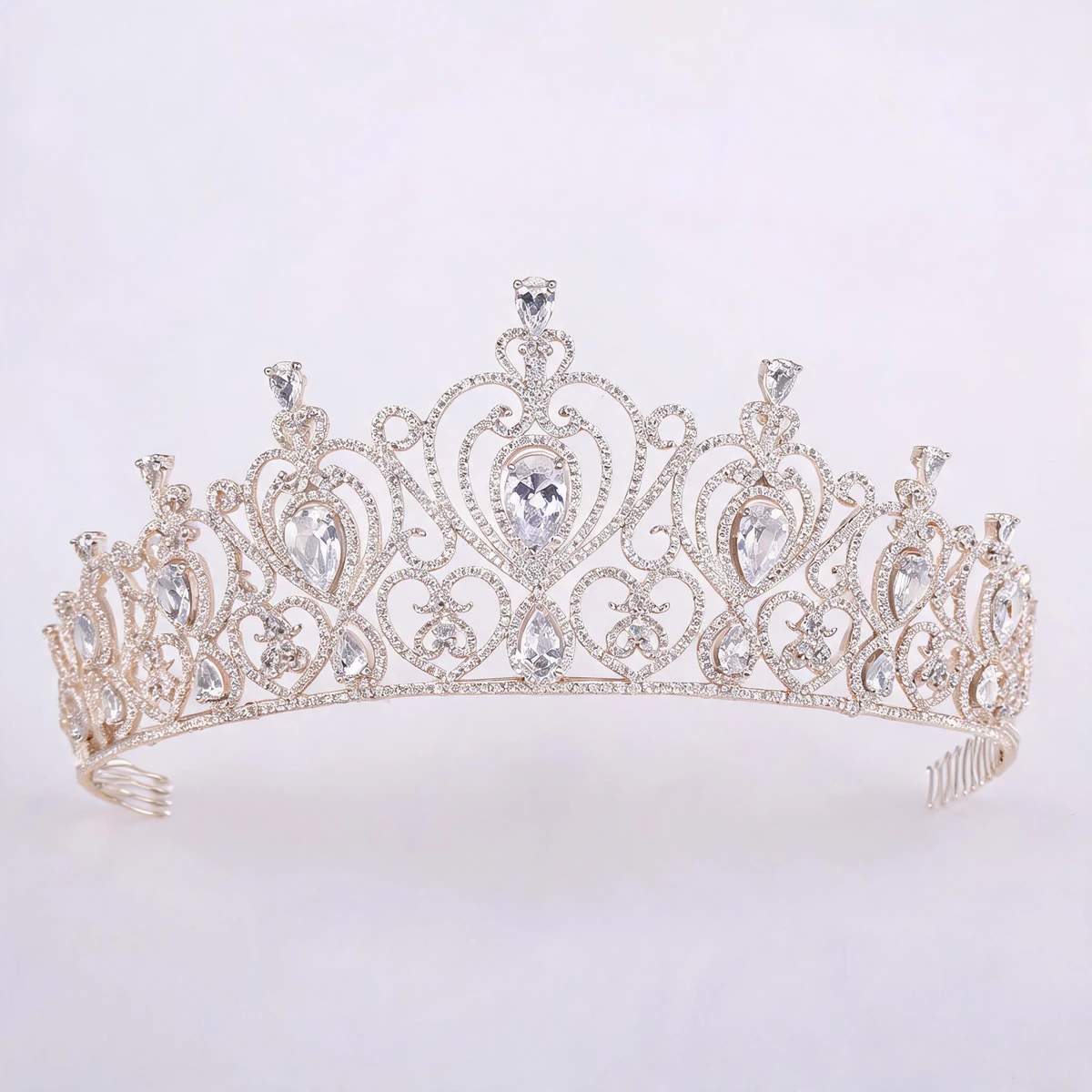 craftsmanship and zircon setting on royal bridal crown