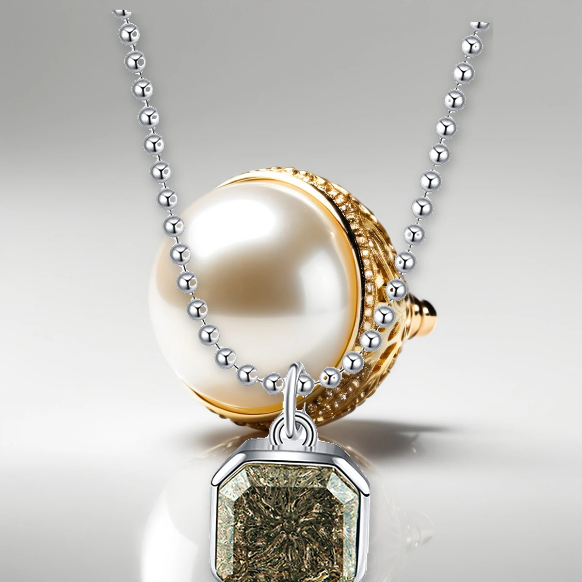 Smoky Quartz Square Pendant Necklace - 925 Sterling Silver