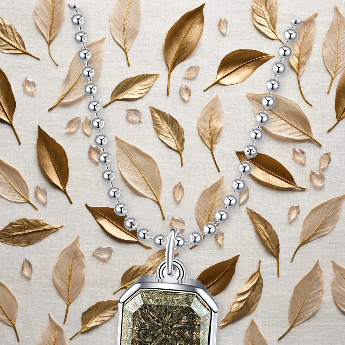 Smoky quartz geometric pendant design story with silver swatches