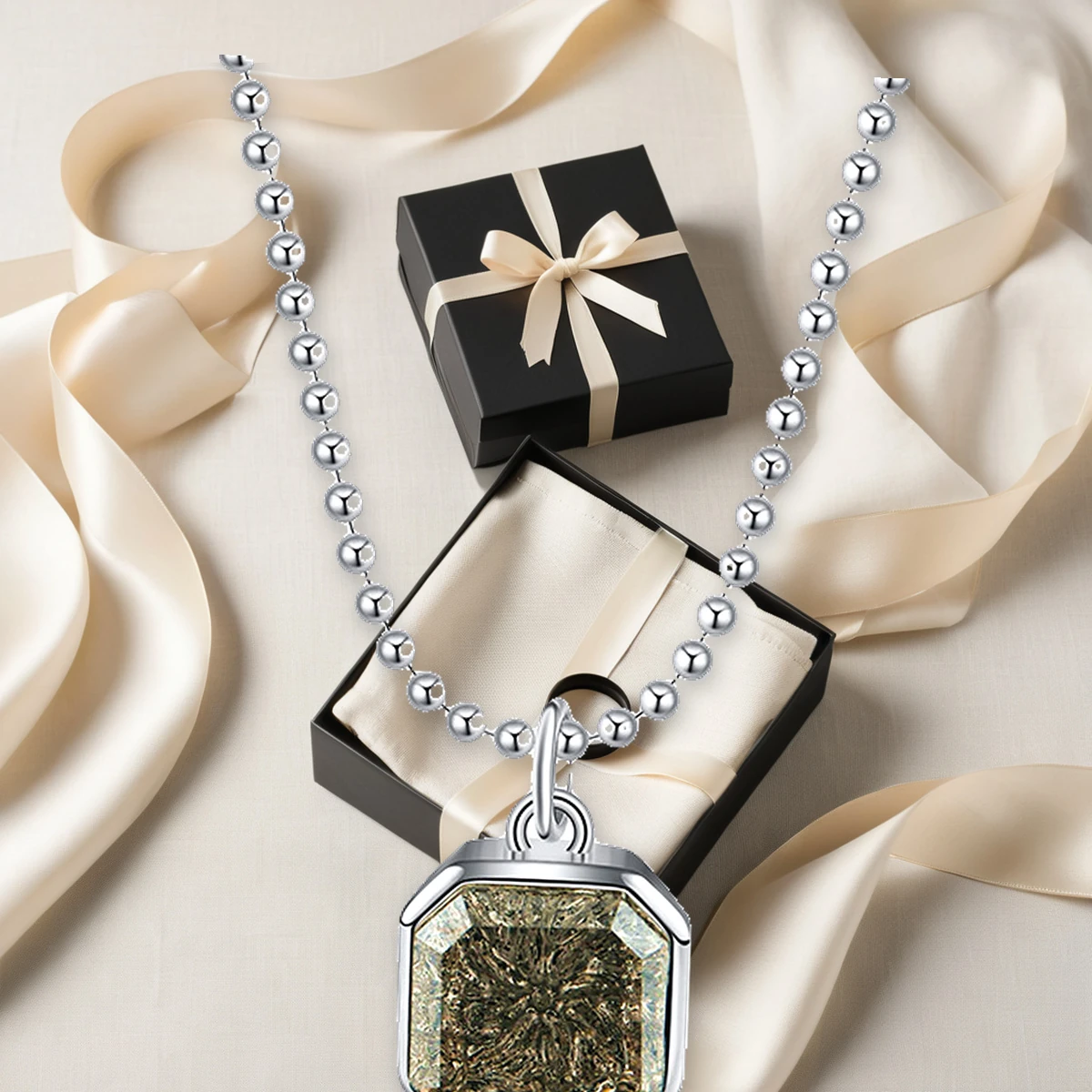 Smoky quartz pendant with premium jewelry packaging set