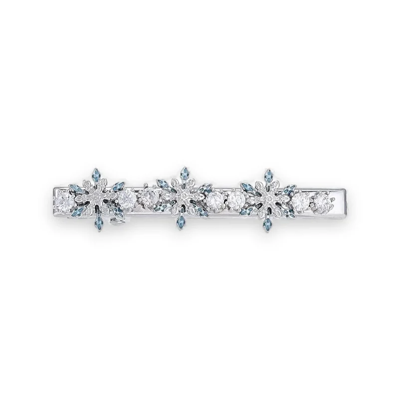 Crystal snowflake hair clip silver tone barrette front view