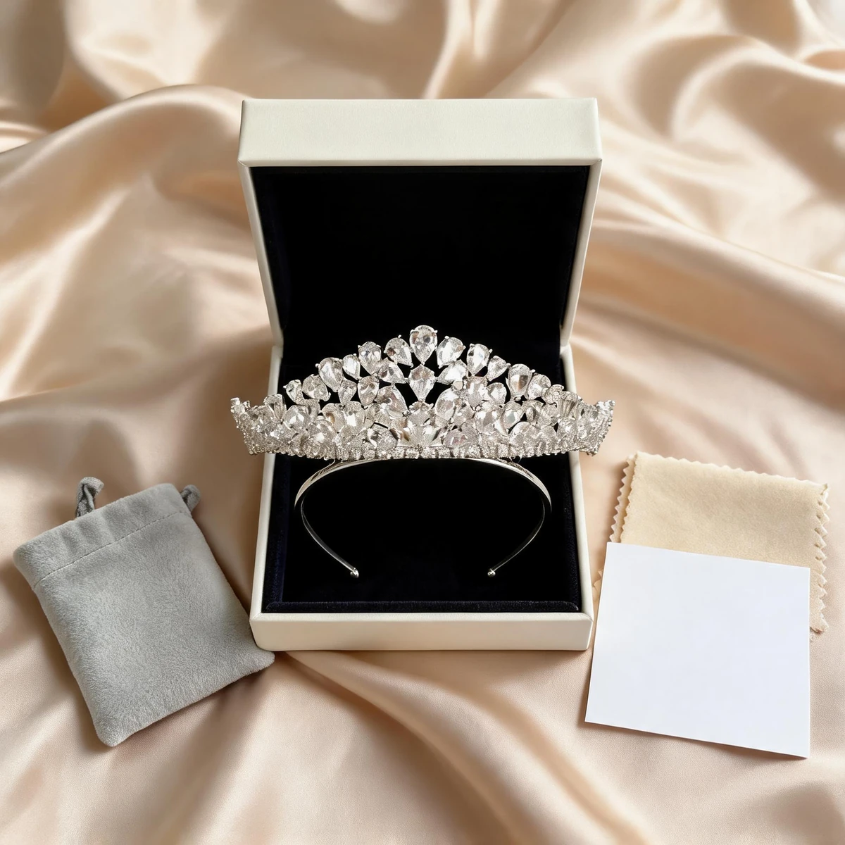 complete sparkling crystal crown tiara bridal gift packaging set