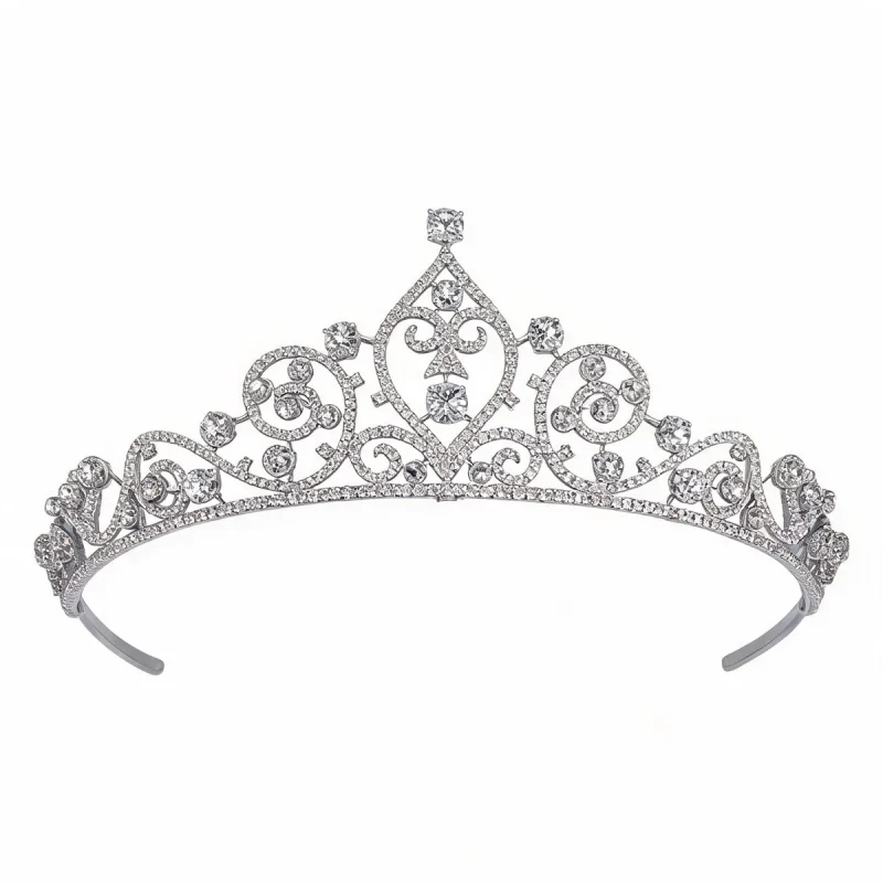 white crystal crown tiara with clear AAA zircon stones for brides