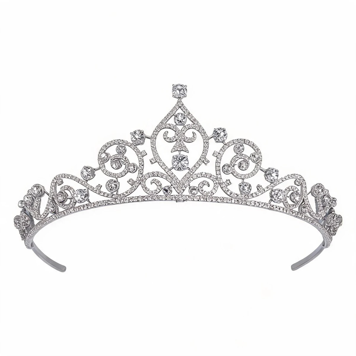 White Crystal Crown Tiara - Bridal Hair Accessory