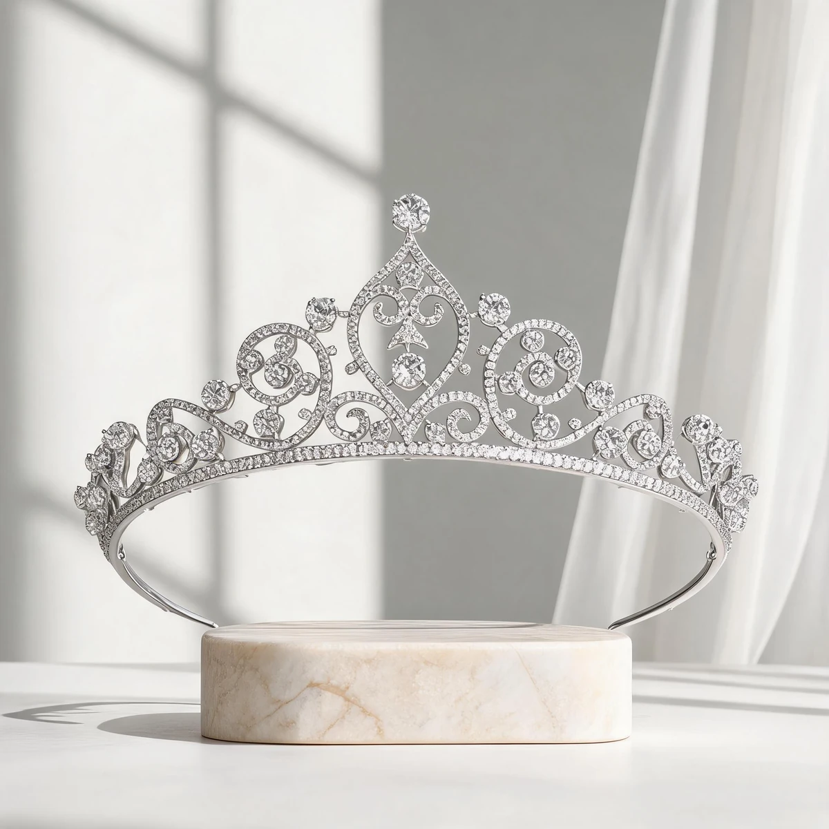 white crystal crown tiara ornate bridal crown design story
