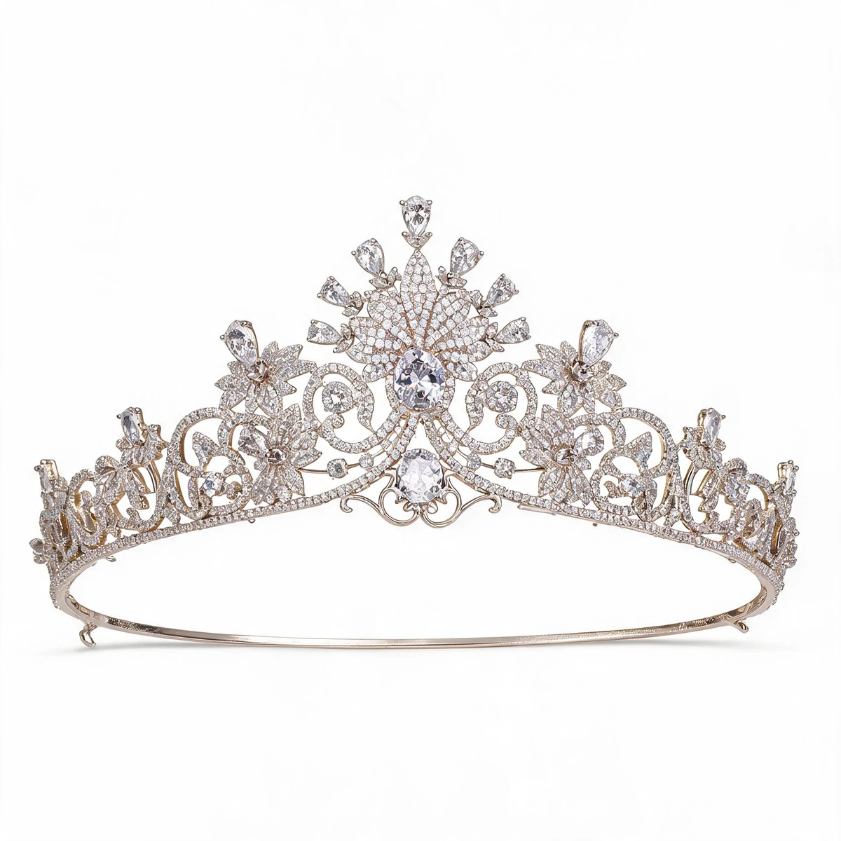 Crystal Leaf Tiara - Bridal Crown Headpiece