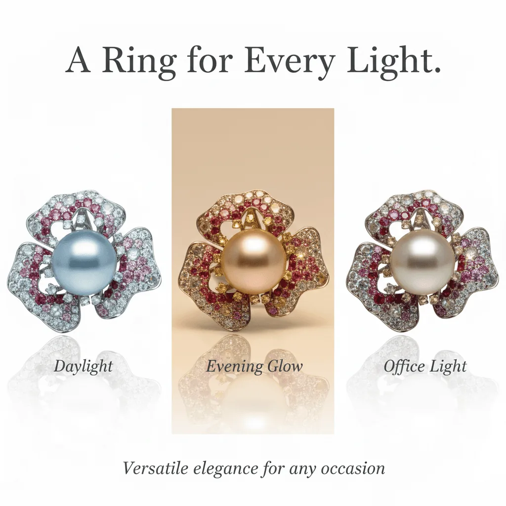 Gold Pearl Ring packaging - 12mm shell pearl 925 silver handcrafted rose band luxury gift box whole