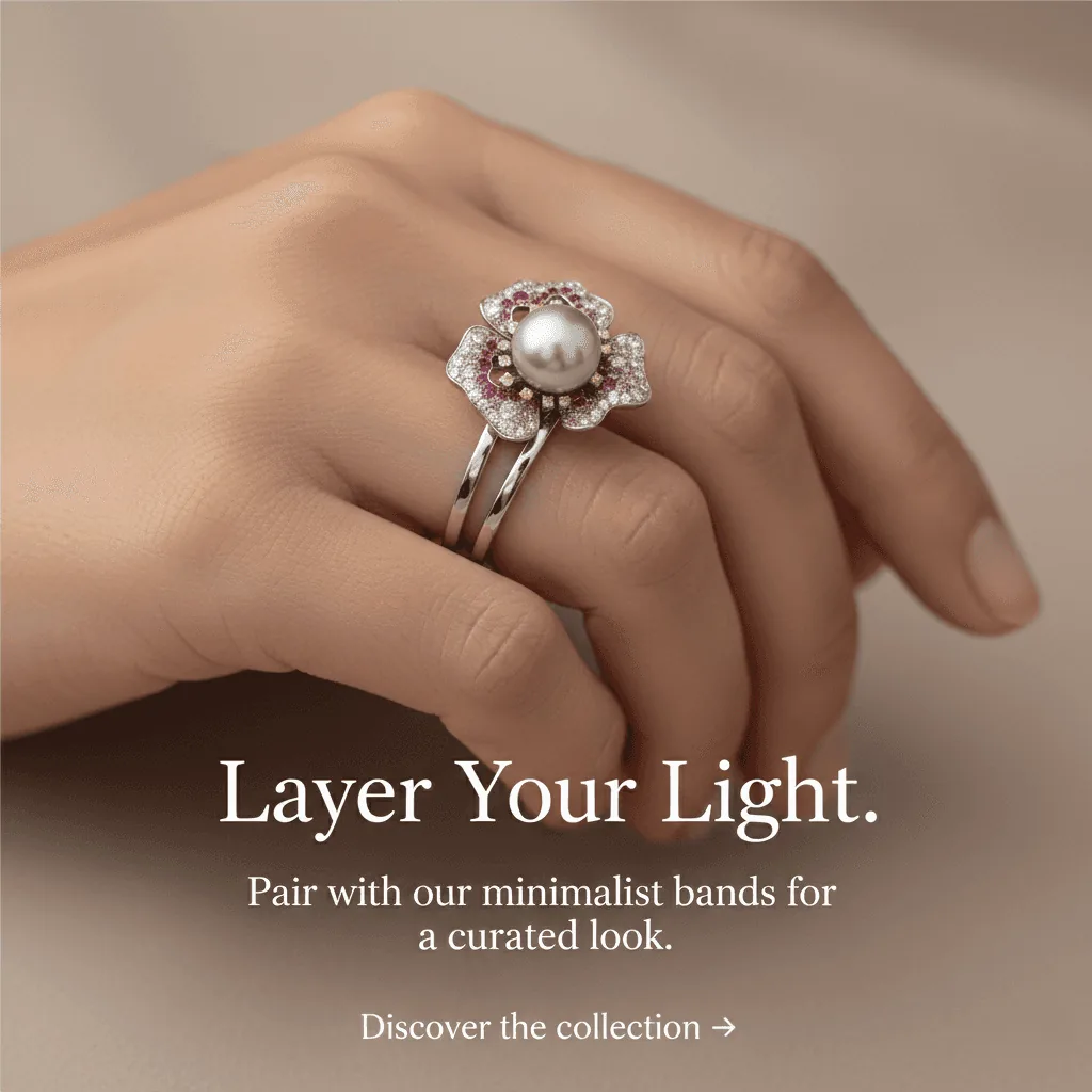 Gold Pearl Ring gift box set - 12mm Venus shell pearl 925 silver handcrafted rose band wholesale