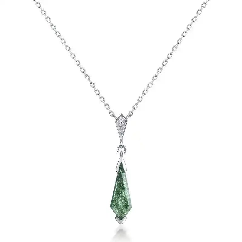 Moss Pendant Necklace - Green Moss 925 Silver