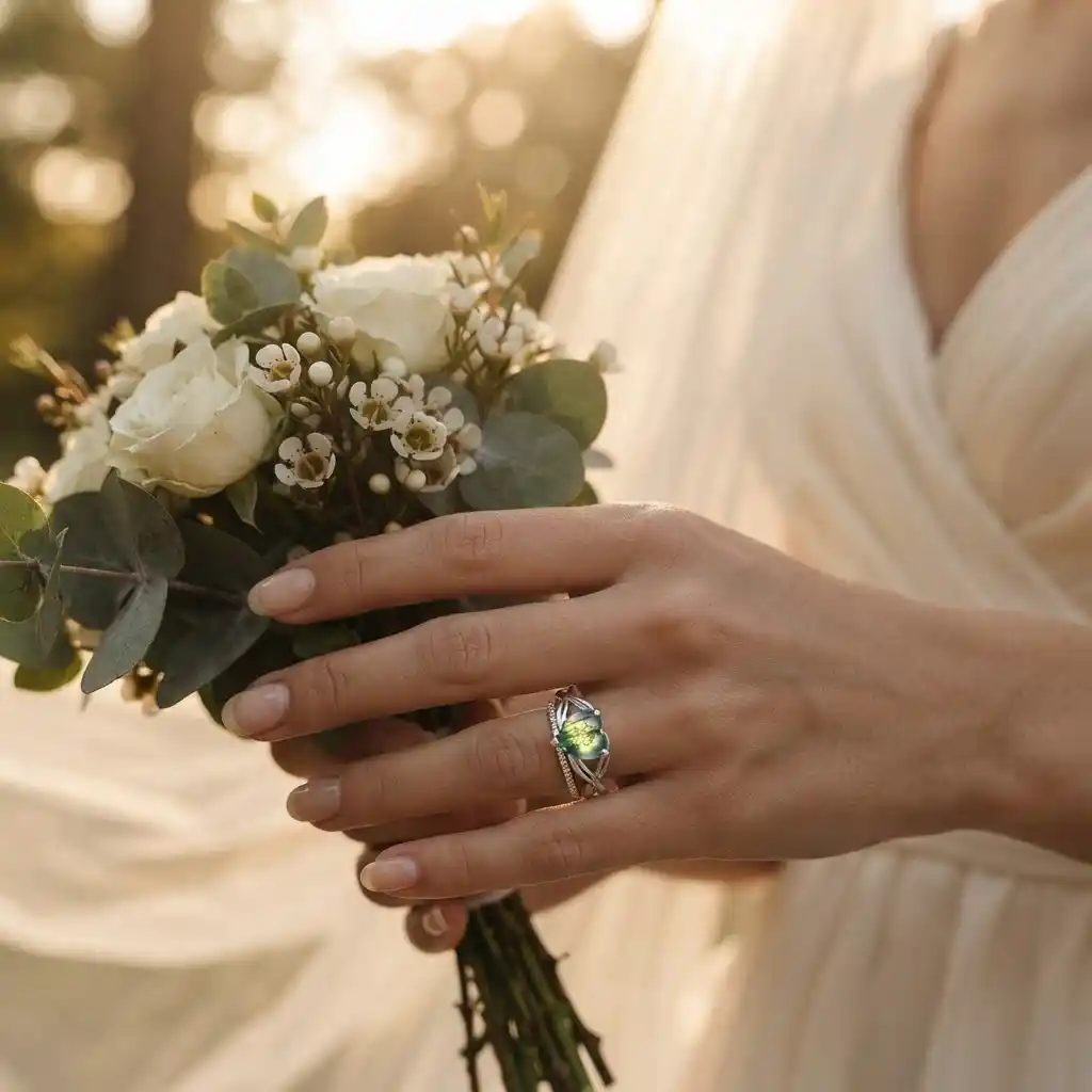 MIRAMETAL ML-0263 Romantic Wedding Proposal Scene with Moss Heart Ring