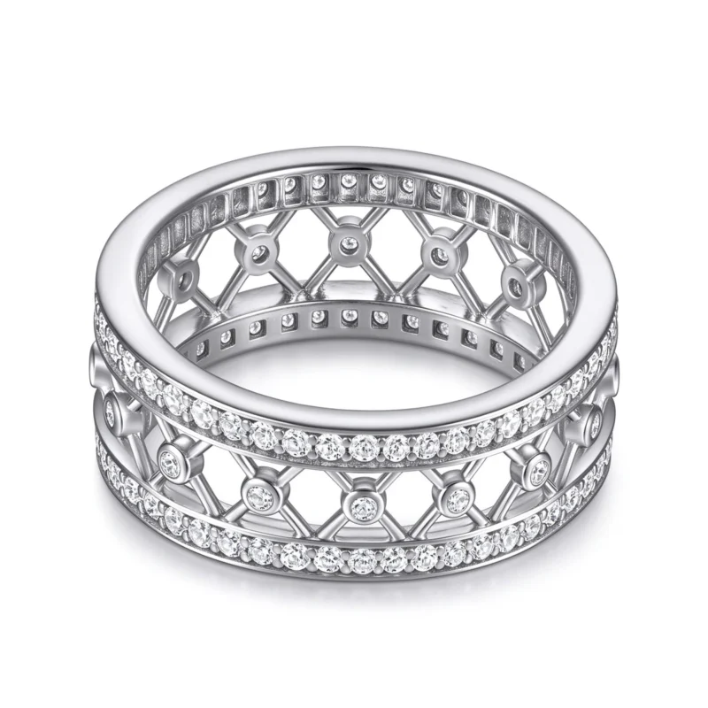 Art Deco Crisscross Lattice Wide Band Ring in 925 Sterling Silver - art deco ring