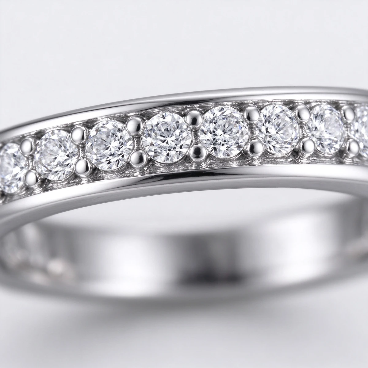 Pave clear round stones detail on Art Deco silver ring - art deco ring
