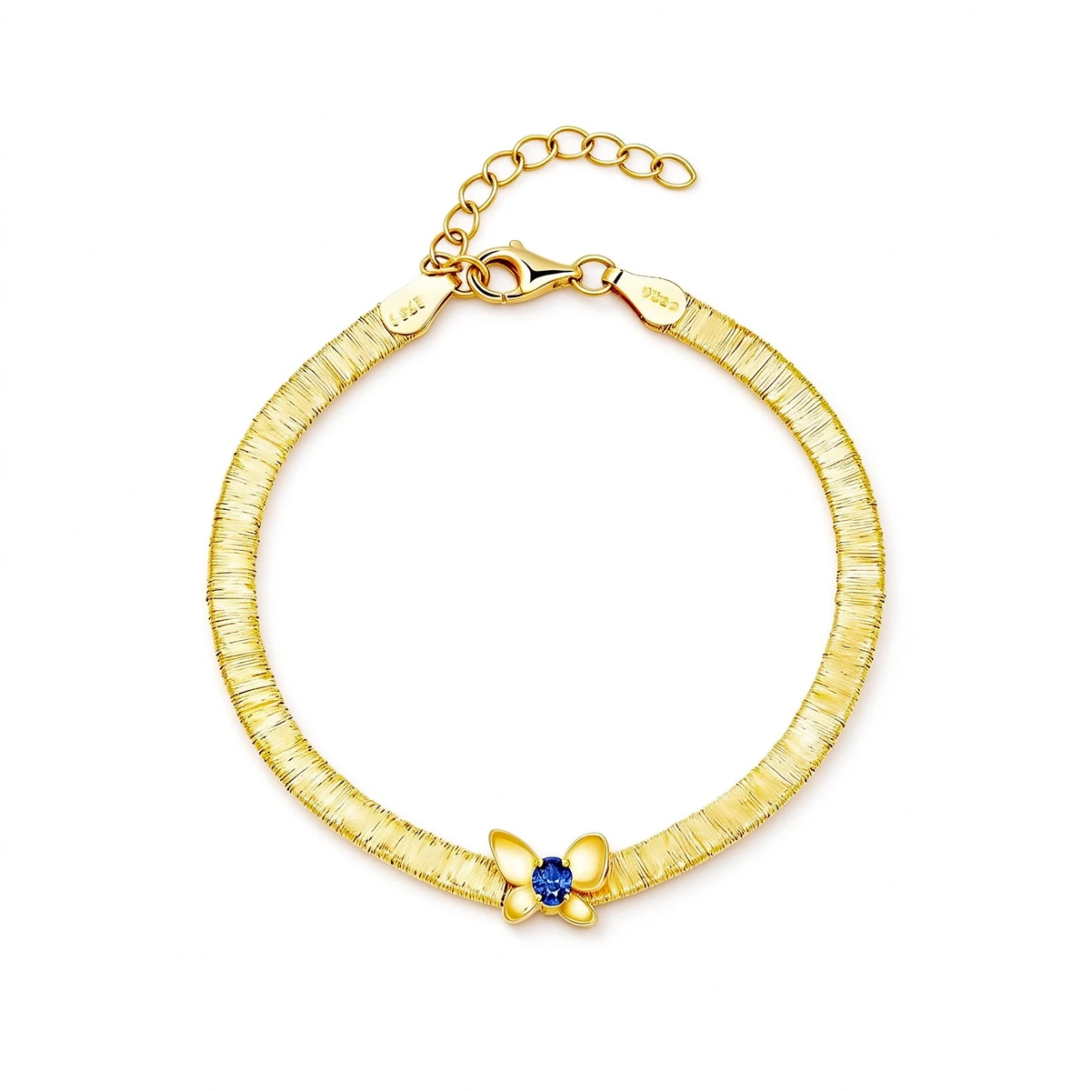 Gold Butterfly Chain Bracelet, 925 Sterling Silver