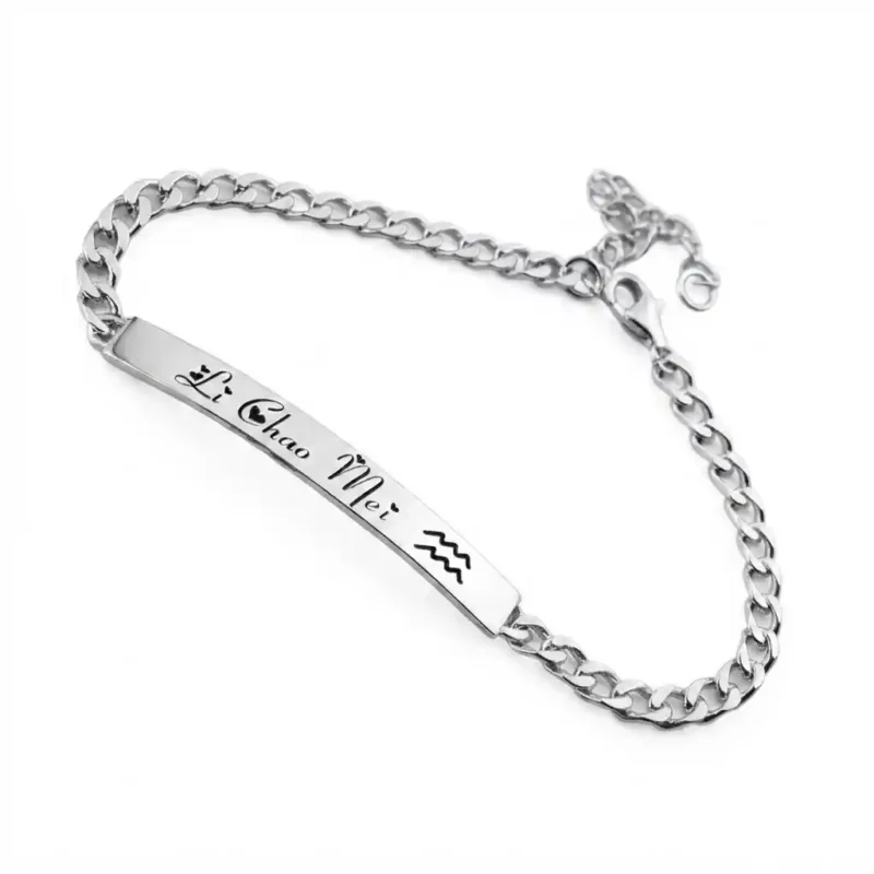 Custom Name Bracelet - Engraved 925 Silver