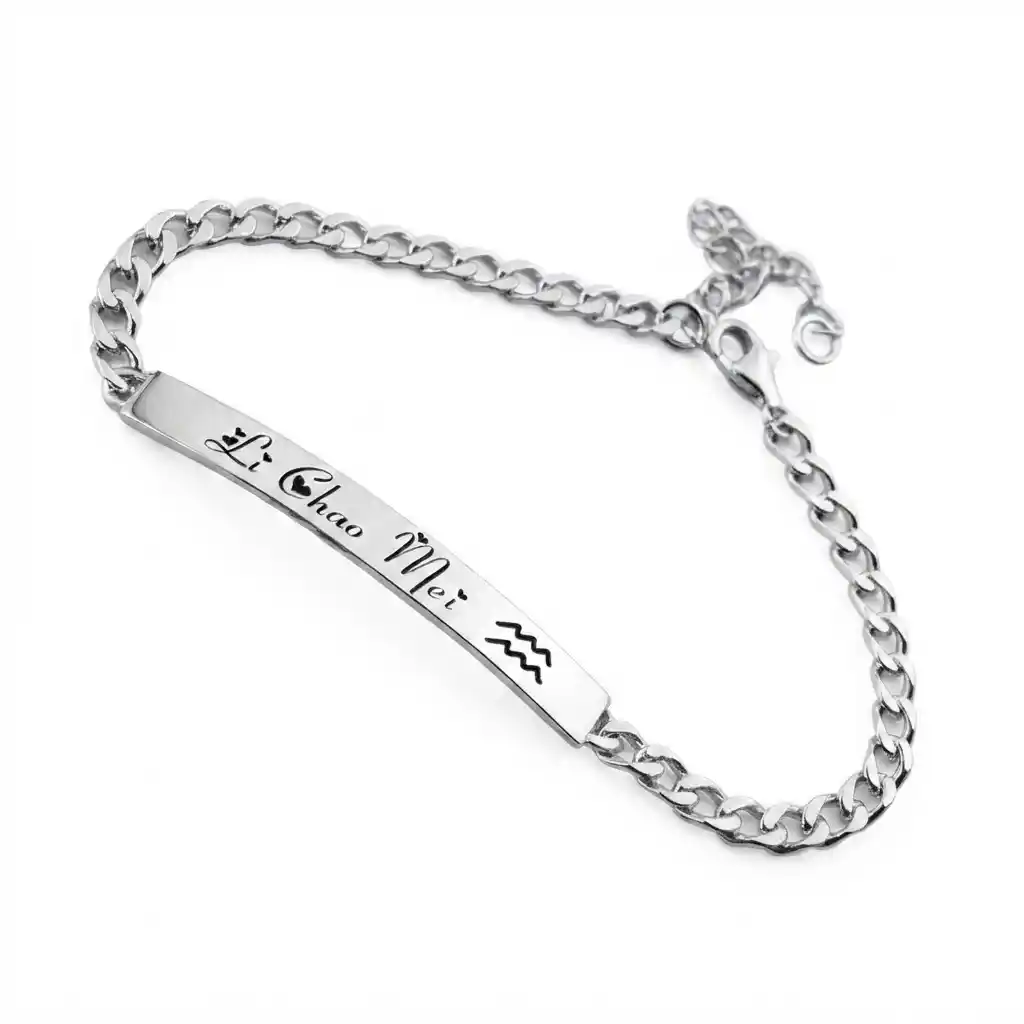 Custom Name Bracelet - Engraved 925 Silver