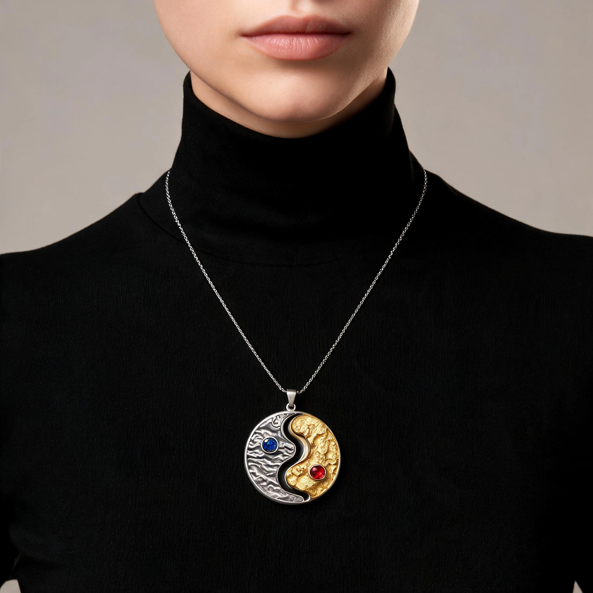 Ocean heart pendant styling view for a statement necklace