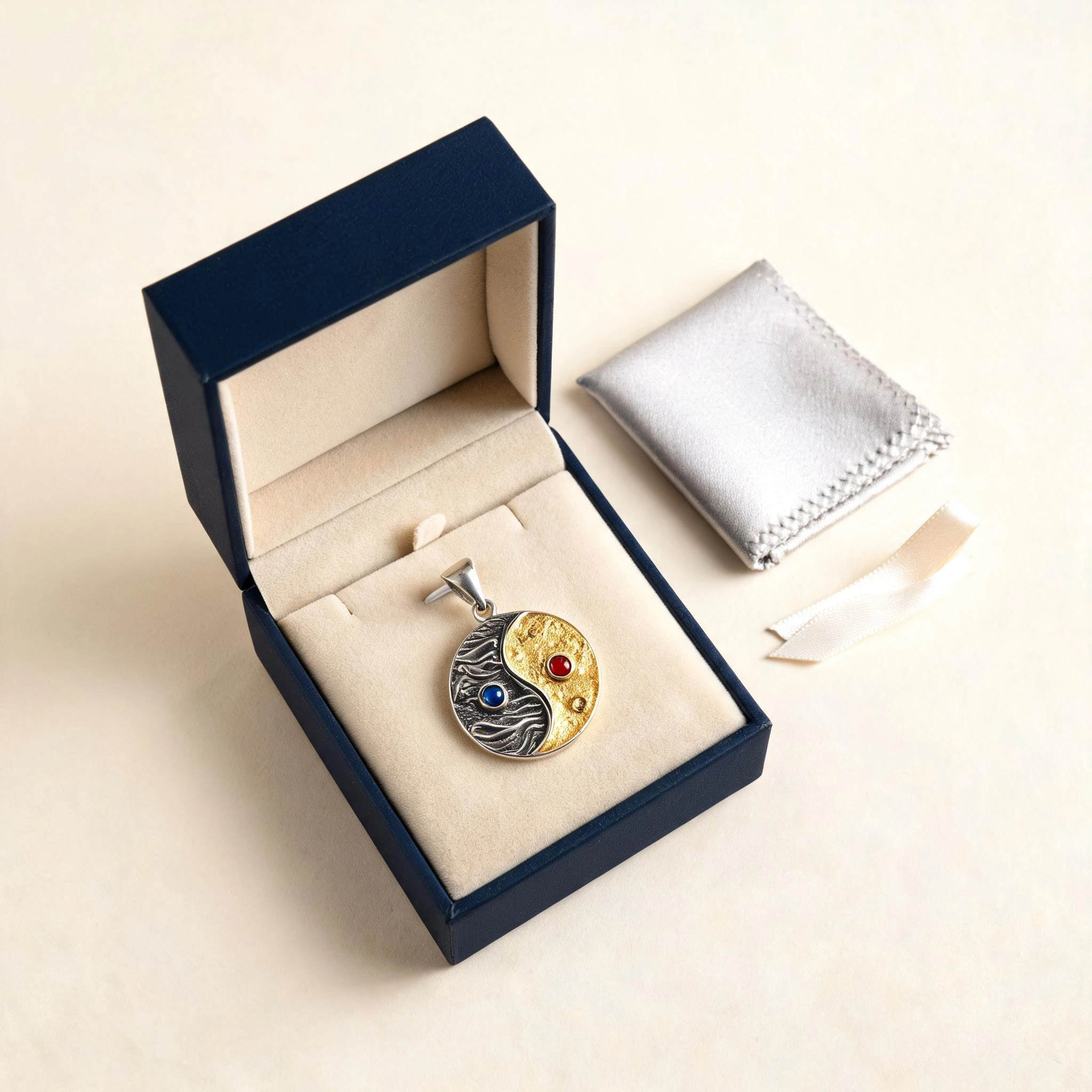 Ocean heart pendant full product view in 925 sterling silver