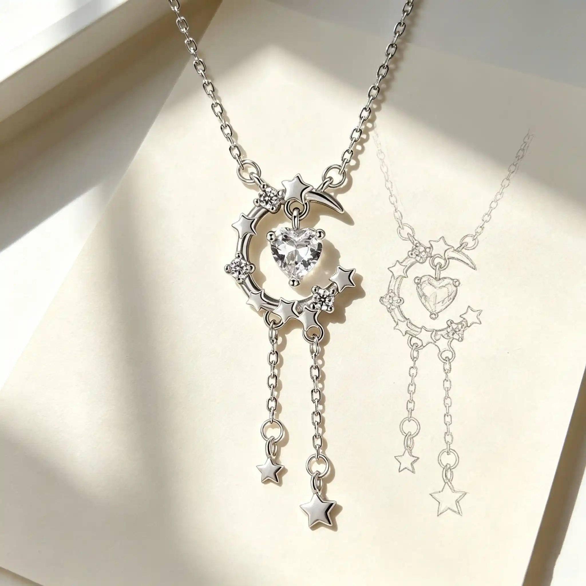 Design story of star moon heart tassel necklace with crescent moon heart and star tassel inspiration