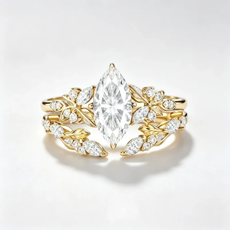 Marquise Moissanite Stacking Ring Set - Gold Tone 925 Silver hero