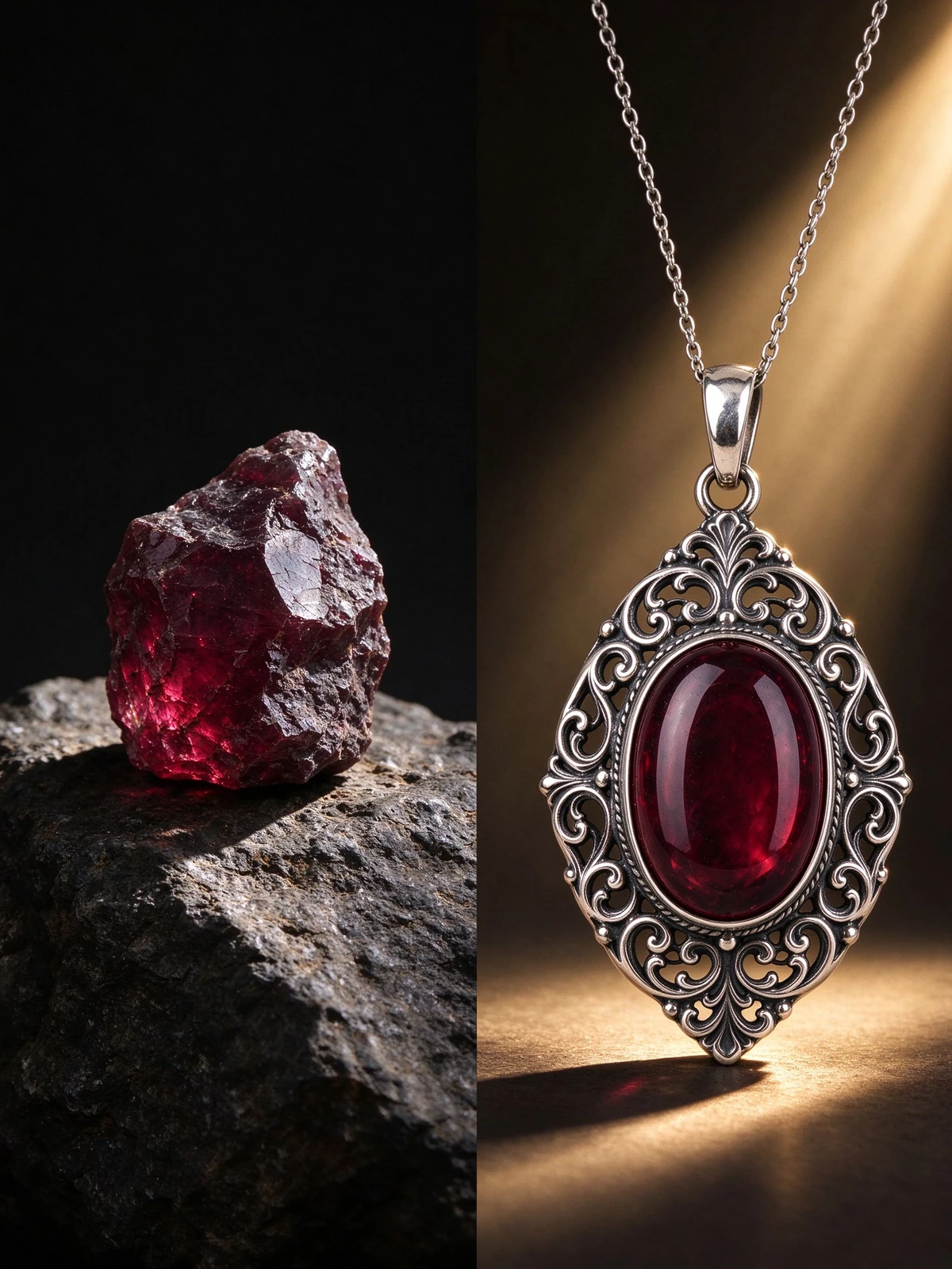 Design story for vintage oval garnet pendant necklace
