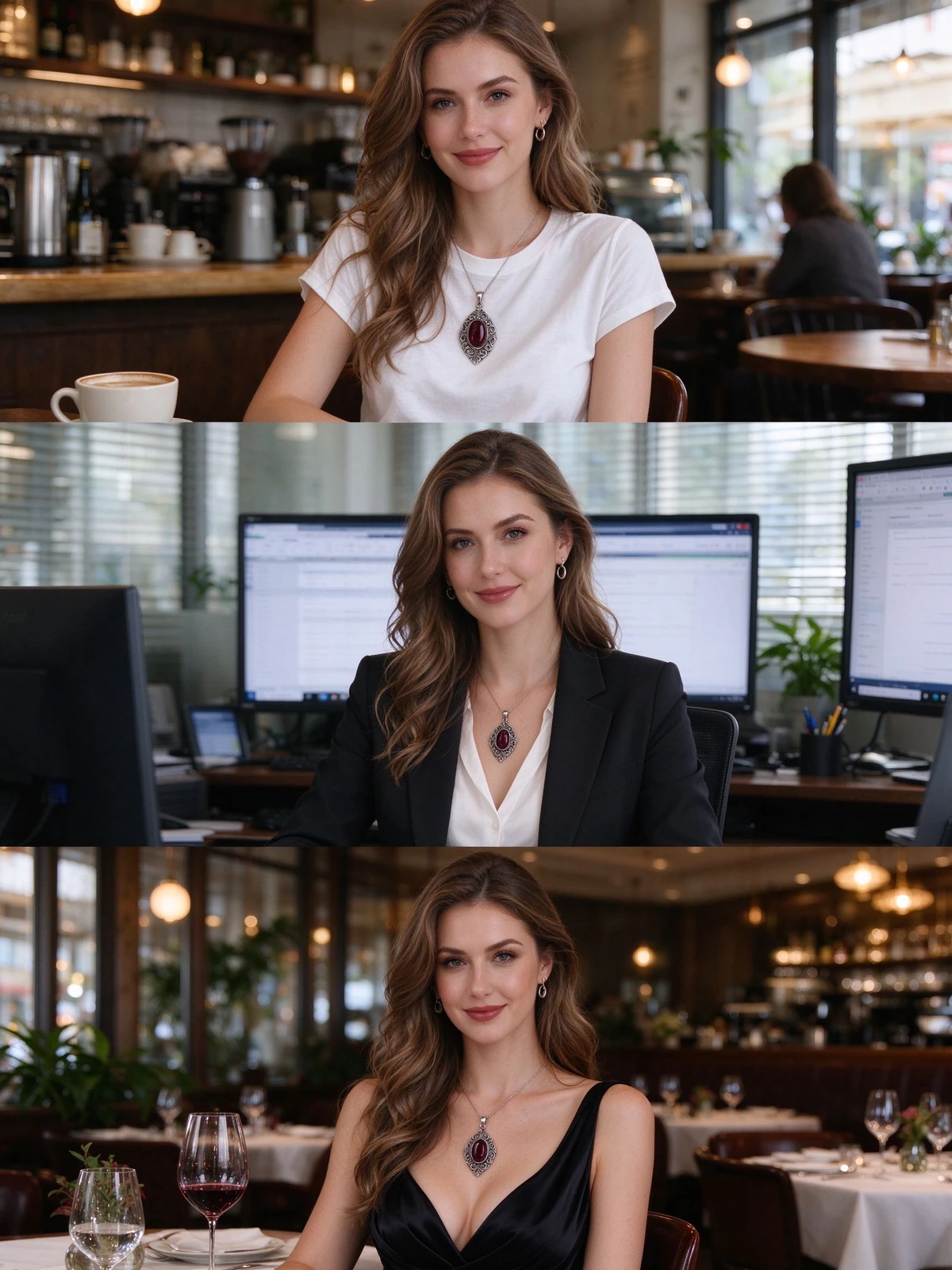 Garnet pendant necklace styling guide for work and evening outfits