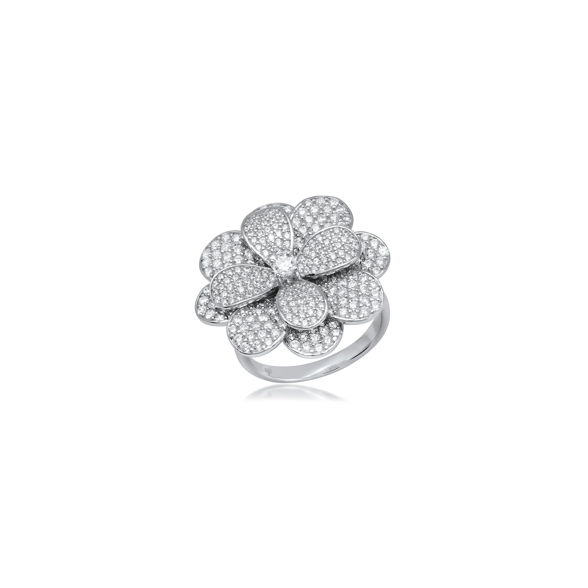 Flower Zirconia Ring - Vintage 5A Pave 925 Silver