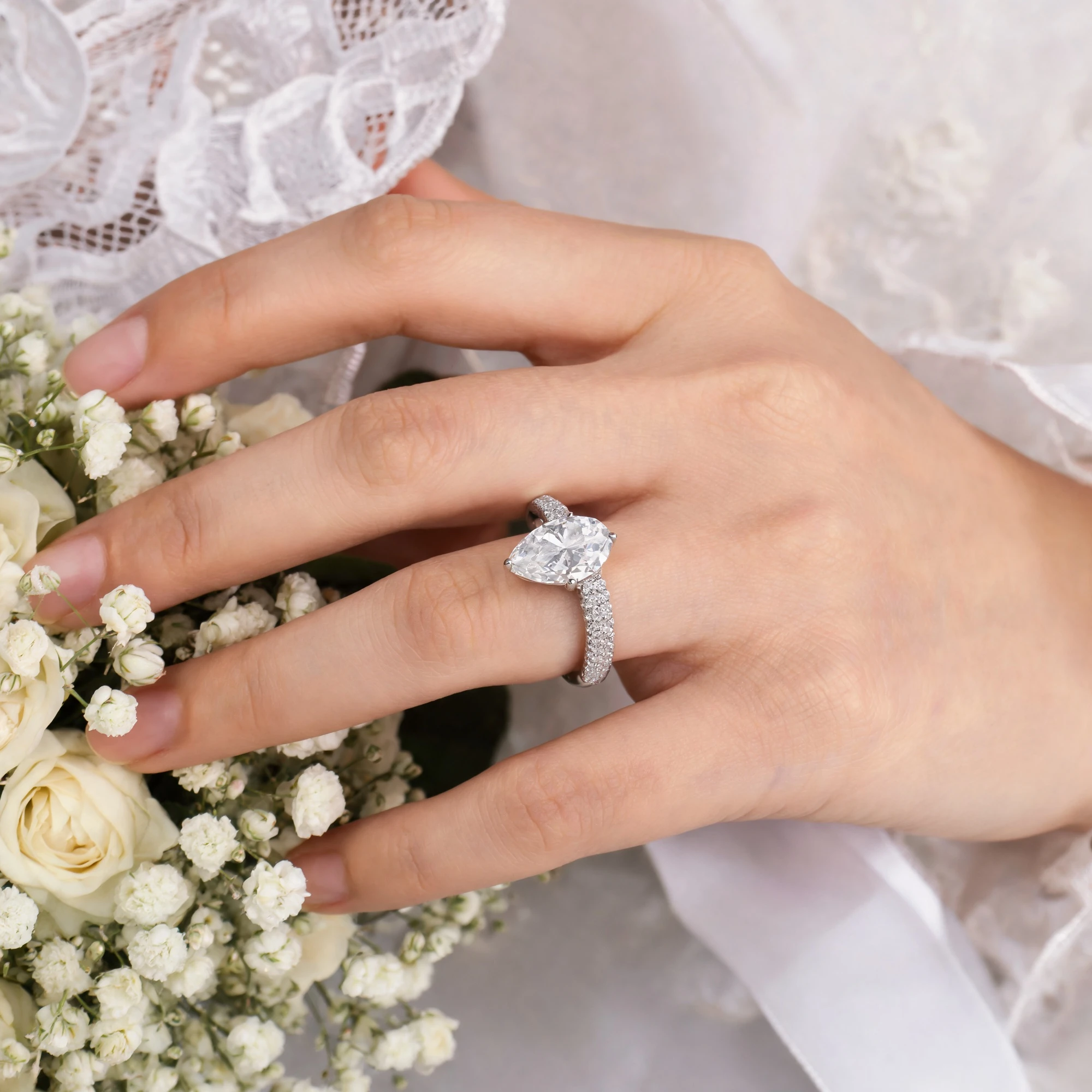 Pear Moissanite Ring as a Timeless Symbol of Love for Wedding and Anniversary