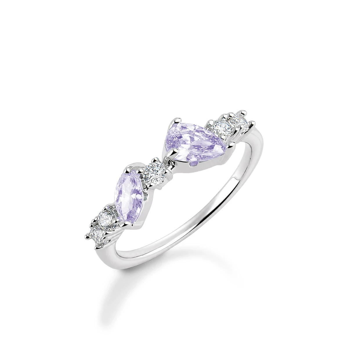 Macro detail of a colorful CZ silver stacking ring in 925 sterling silver