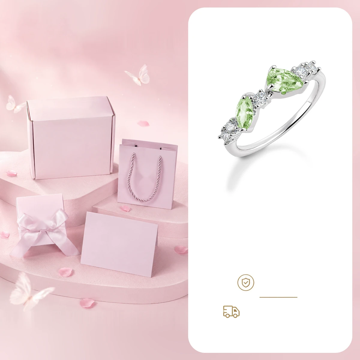 Colorful CZ silver stacking ring material and stone detail