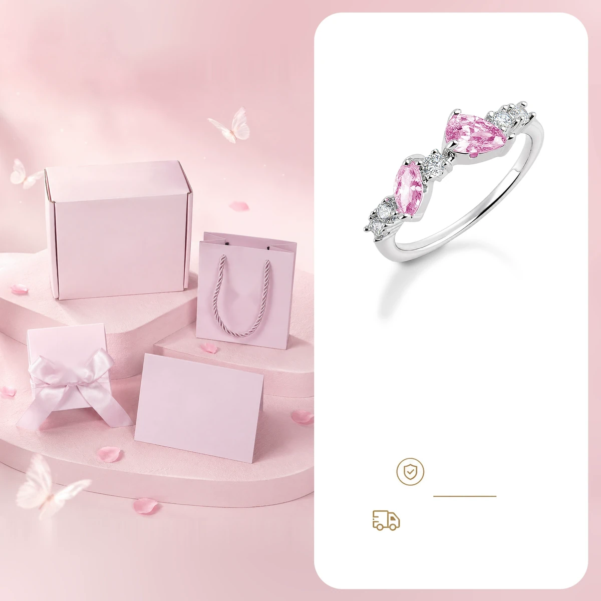 Silver stacking ring with gift packaging and jewellery pouch