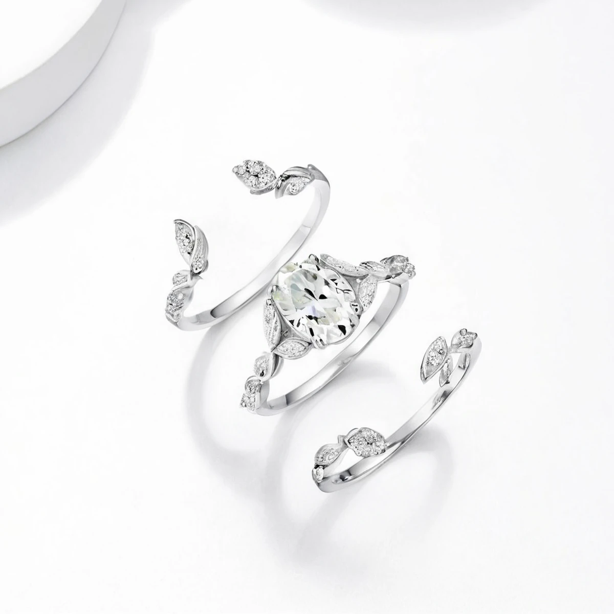 Three-Piece Moissanite Stack Ring Set - 925 Sterling Silver