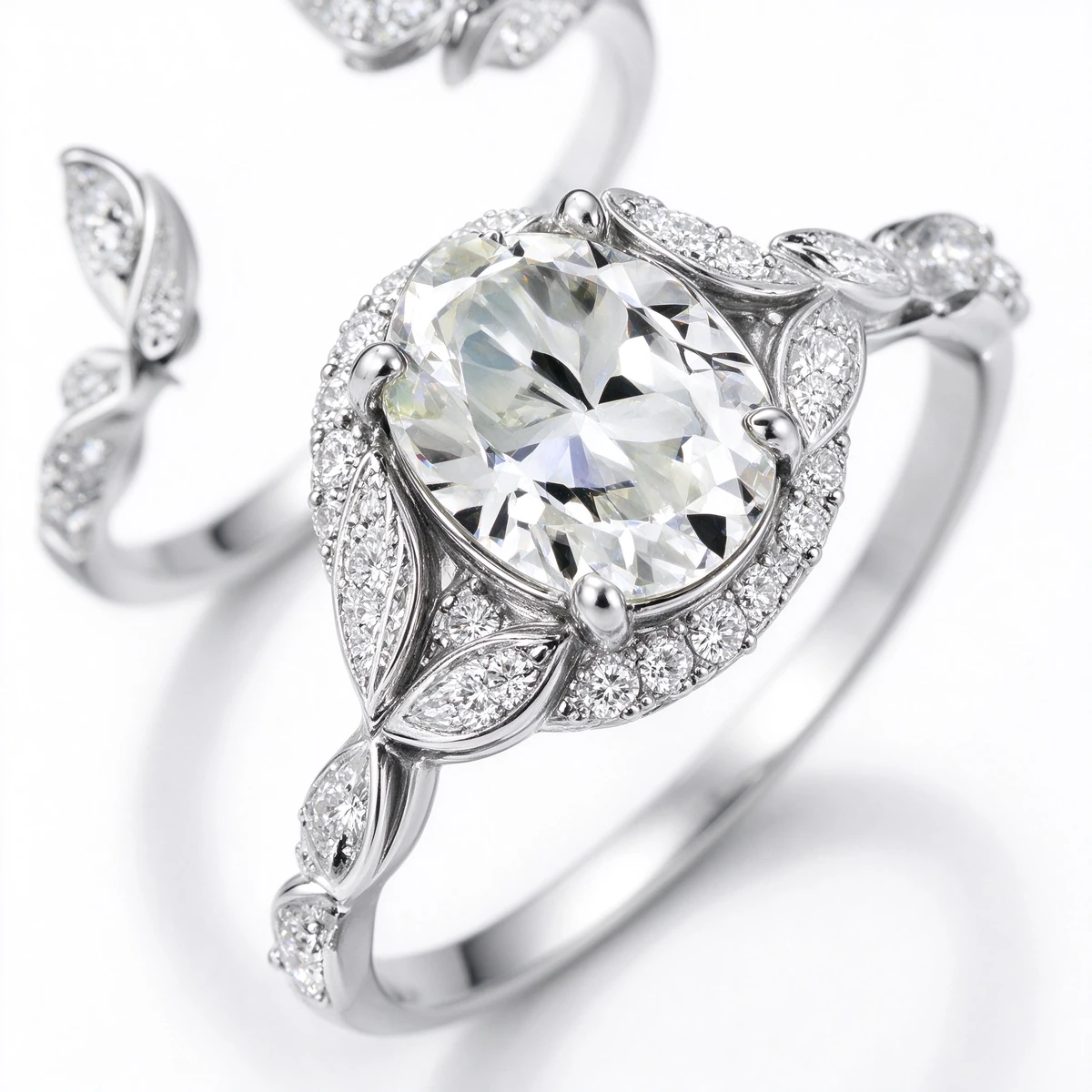 Three-Piece Moissanite Stack Ring Set - 925 Sterling Silver - moissanite ring set product image