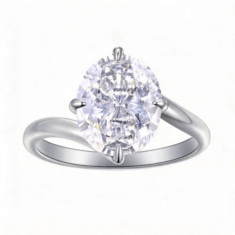 MIRAMETAL 925 Sterling Silver Geometric Oval Gemstone Ring with Electroplated Finish